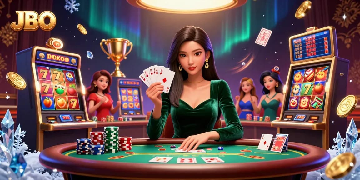 JBO's immersive slot experience engaging players with vibrant slot reels and dynamic casino elements.