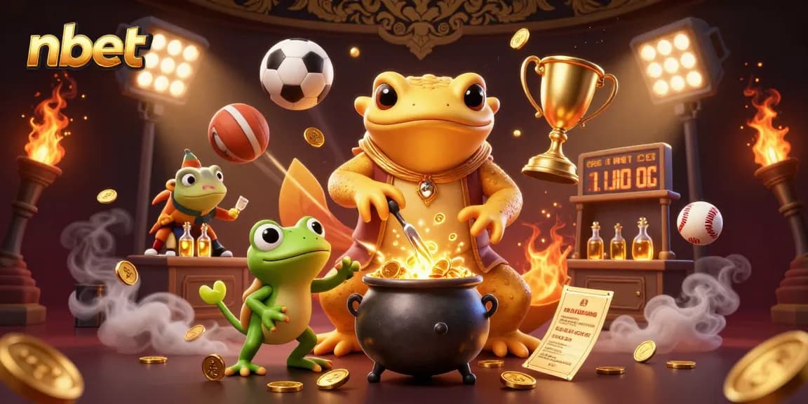 nbet showcases a golden salamander alchemist creating gold coins amidst thrilling sports elements.