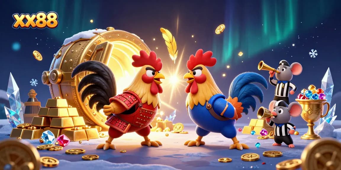 Engage with top-notch gaming at xx88 featuring fierce cartoon roosters and captivating loot.