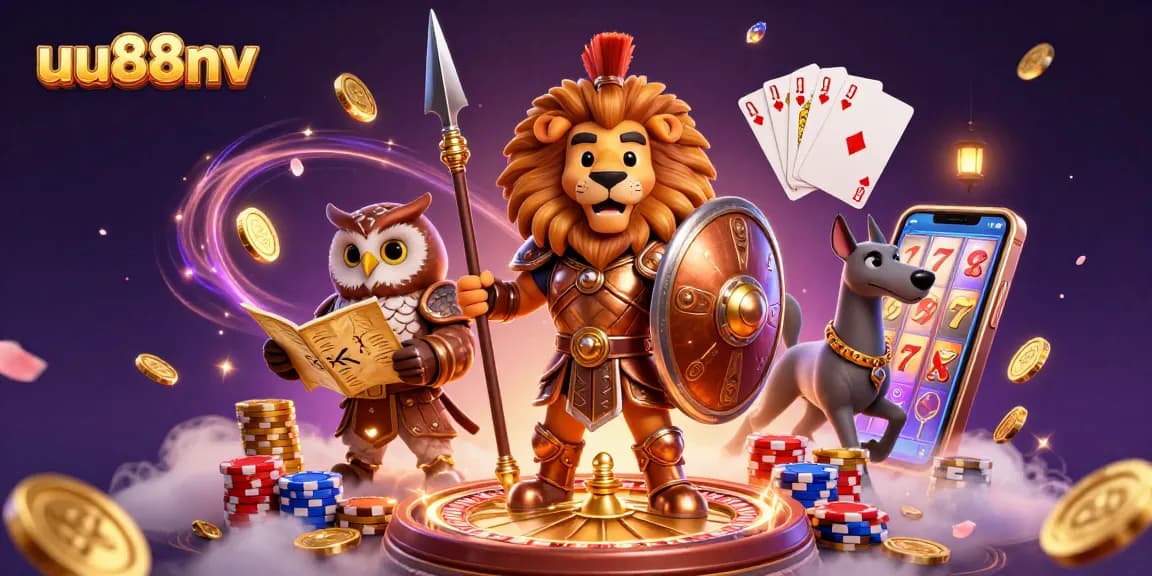 Experience the excitement of gambling with uu88nv in this vibrant 3D casino scene.