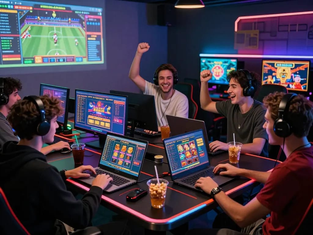 Exciting online gaming experience at https://rr88c.mobi/ with friends enjoying casino and sports betting.