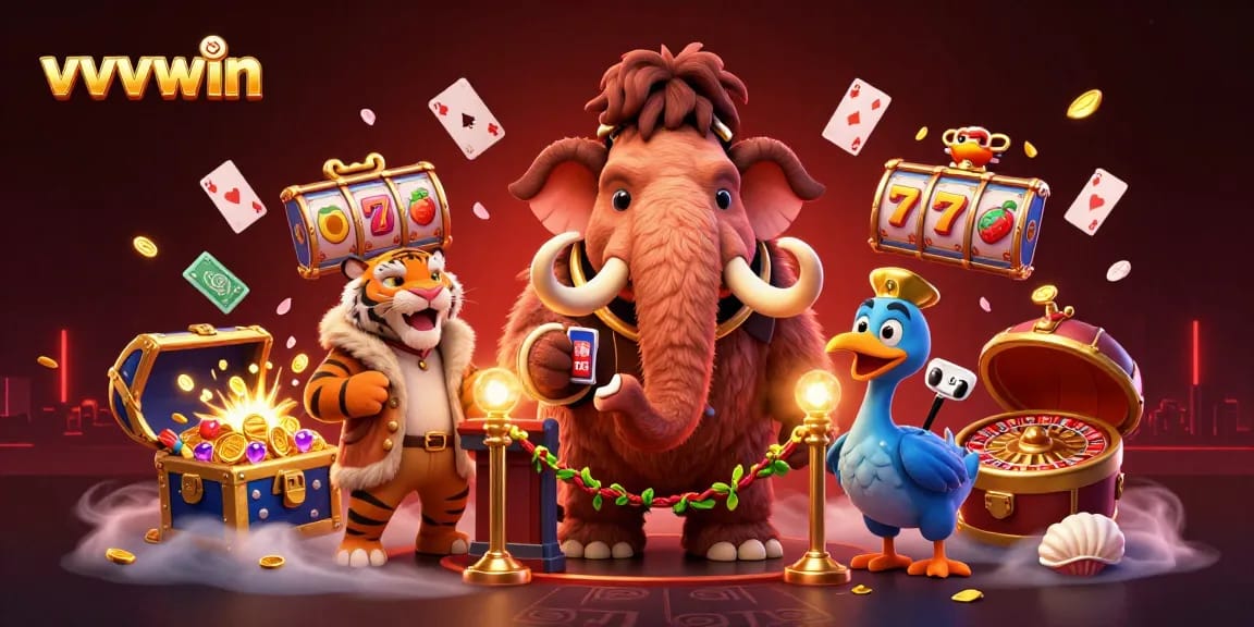 Engage with vvvwin's dynamic casino atmosphere featuring vibrant characters and exciting game elements.