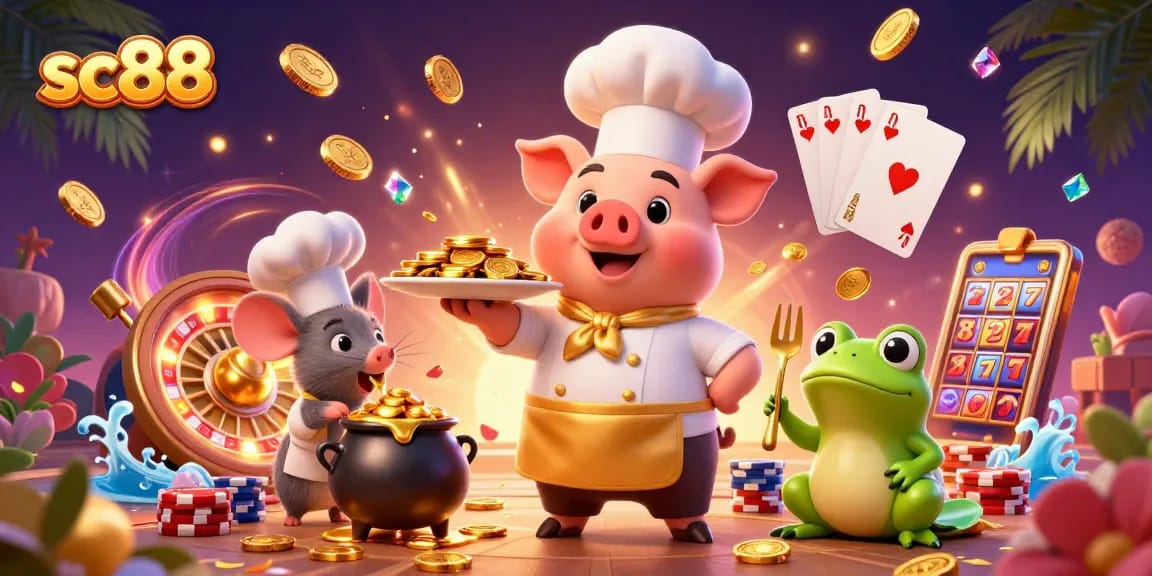 Spin and win at sc88 with captivating 3D casino scenes featuring golden treasures and dynamic gambling elements.