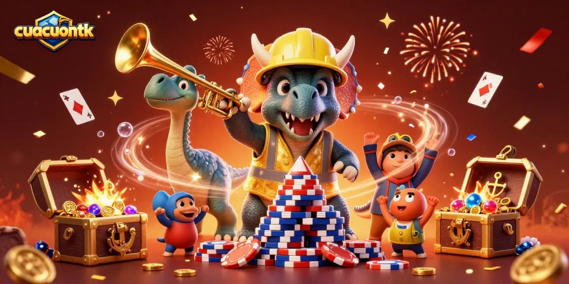 Experience thrilling gameplay with cuacuonttk as a triceratops celebrates poker chip wins.