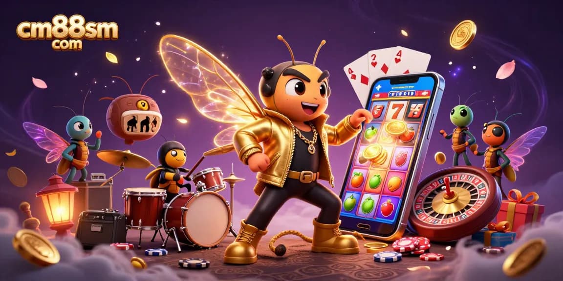 Spin vibrant slots with the energetic cm88sm com rock star and colorful casino elements.