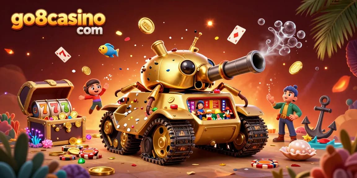 Experience high-stakes entertainment at go8casino com with a vibrant 3D casino illustration showcasing dynamic gameplay.