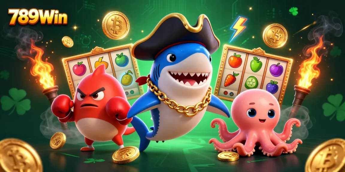 Join the excitement with 789Win's animated slot games featuring vibrant characters and gold coins.