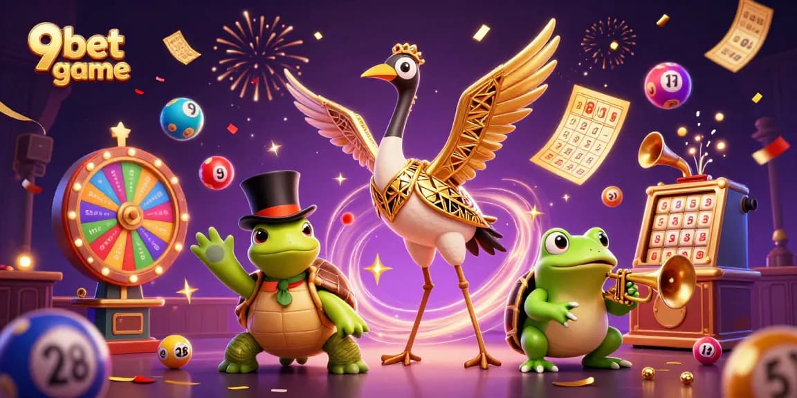 Join the excitement of the 9bet game with vibrant lottery balls and golden immersive elements.