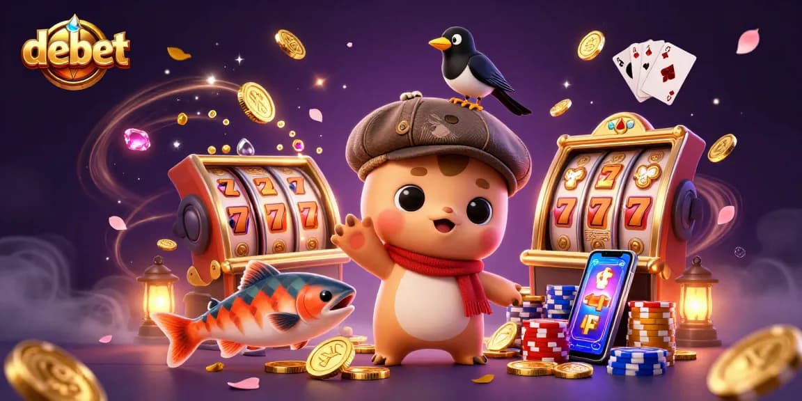 Experience the thrill of debet as baby Nessie and friends celebrate with slots and winning symbols.