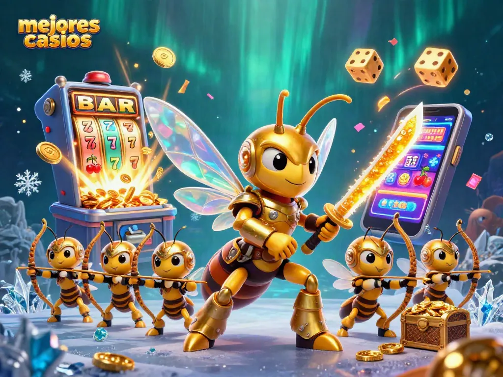 Mejores casinos: experimenta la emoción de los jackpots en una ilustración 3D vibrante y llena de acción.
