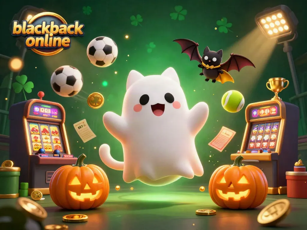 Juega blackjack online y disfruta de una sala llena de acción y diversión con un gato fantasma.