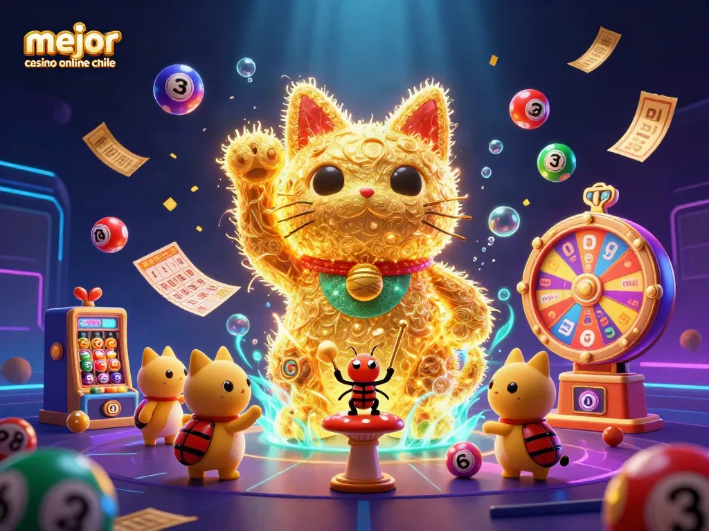 Juega y gana en el mejor casino online Chile con símbolos de la suerte en un entorno vibrante.