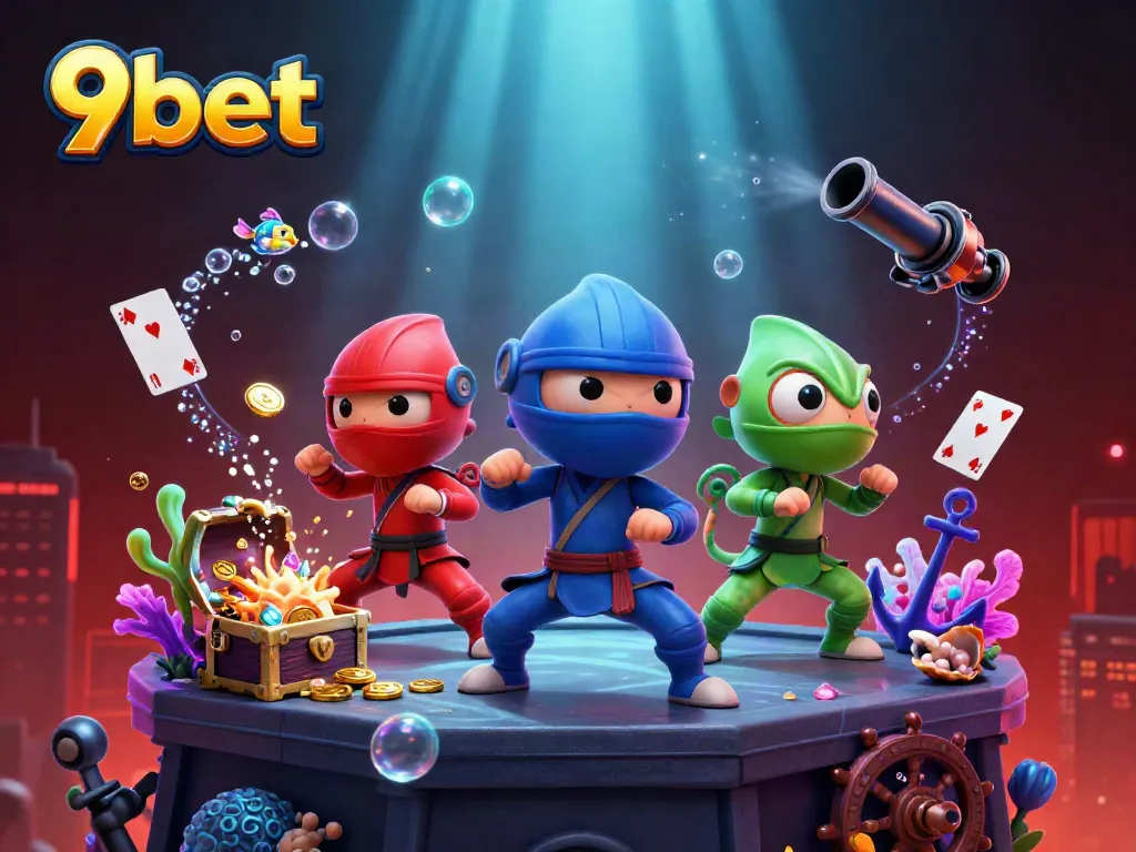 Experience thrilling gameplay with the colorful 9bet ninja chameleon characters amidst vibrant casino elements.