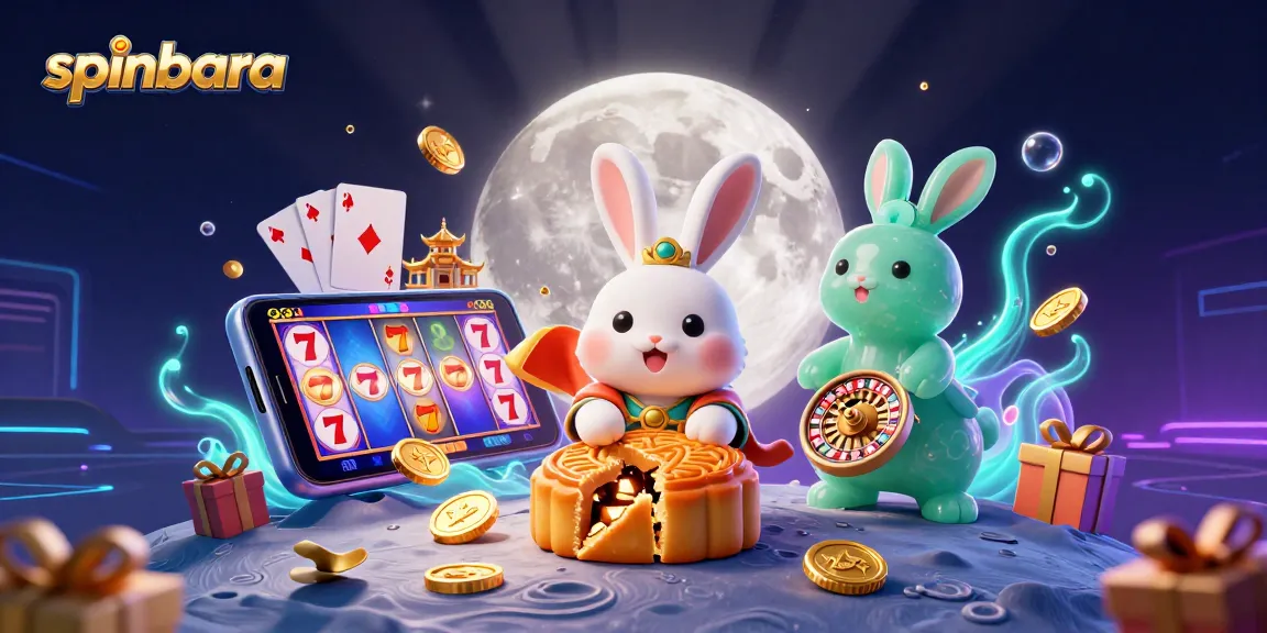 Spinbara offers exciting slots featuring a cartoon moon rabbit and poker chip surprises.