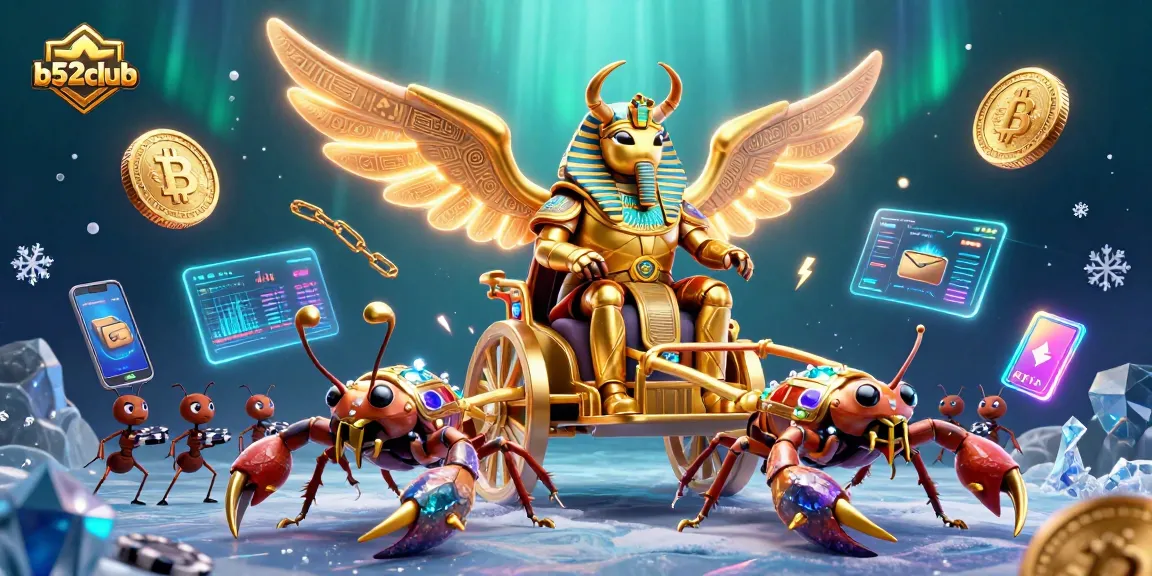 B52club gameplay featuring a colossal golden scarab and scorpions, showcasing dynamic crypto elements.
