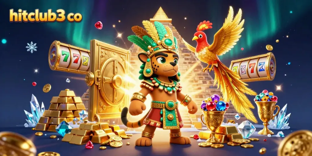 Spin the reels and win at hitclub3 co with exclusive jackpots and prize gems in this vibrant 3D casino scene.