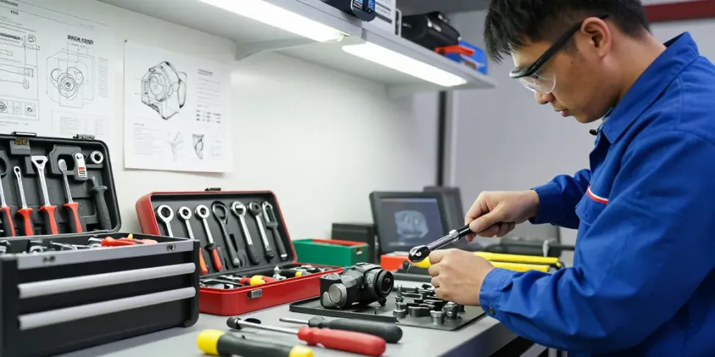 Ofertas de Black Friday Facom en un taller profesional con herramientas de calidad y un técnico trabajando.