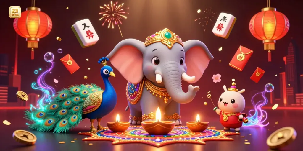 Experience the vibrant gaming world of 23win with colorful characters and dynamic elements.
