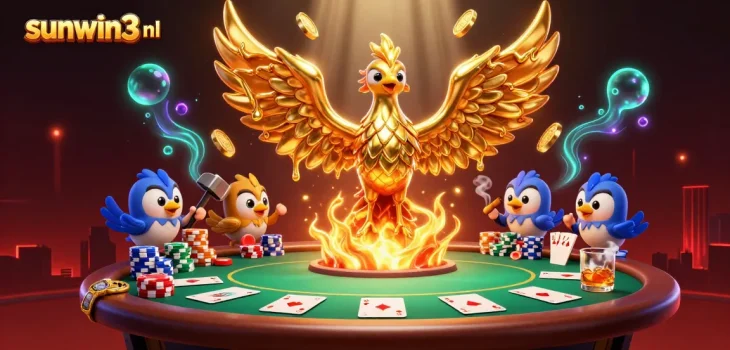 Experience thrilling gameplay at sunwin3 nl with a molten golden phoenix and vibrant poker elements.