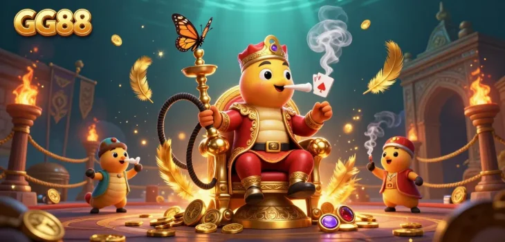 Engage with GG88's thrilling world of 3D gaming, showcasing masterful characters in a vibrant casino atmosphere.