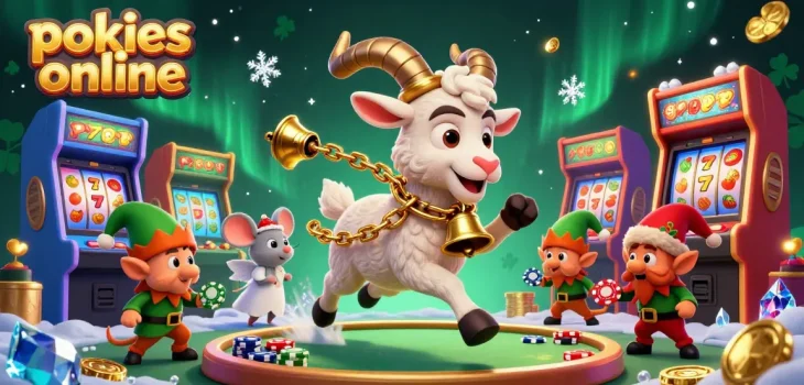 Experience pokies online at a festive casino where a Krampus goat runs the show.