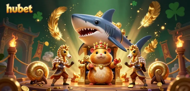 Experience thrilling bets and games at hubet with dynamic characters in a rich casino scene.